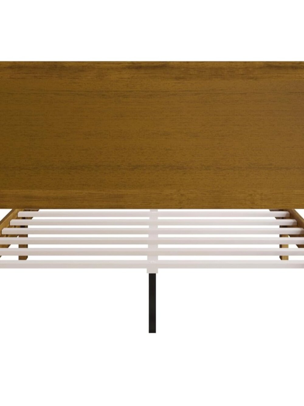 Skokie Full Wood Platform Bed Frame with Rattan Accents – Rustic Solid Wood Desi - Picture 7 of 10